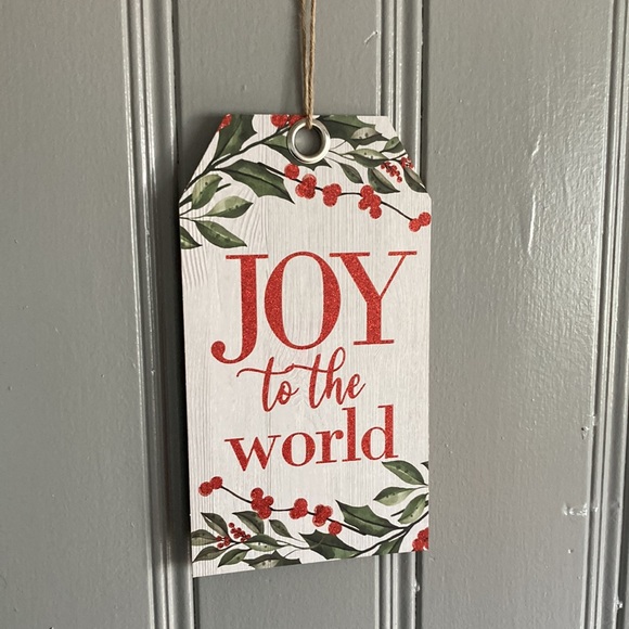 NWT Beautiful Glittered Joy To The World Wooden Holiday Gift Tag Decoration Sign - Picture 6 of 11